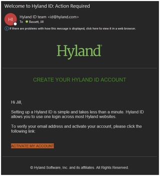 Hyland Confirmation Email